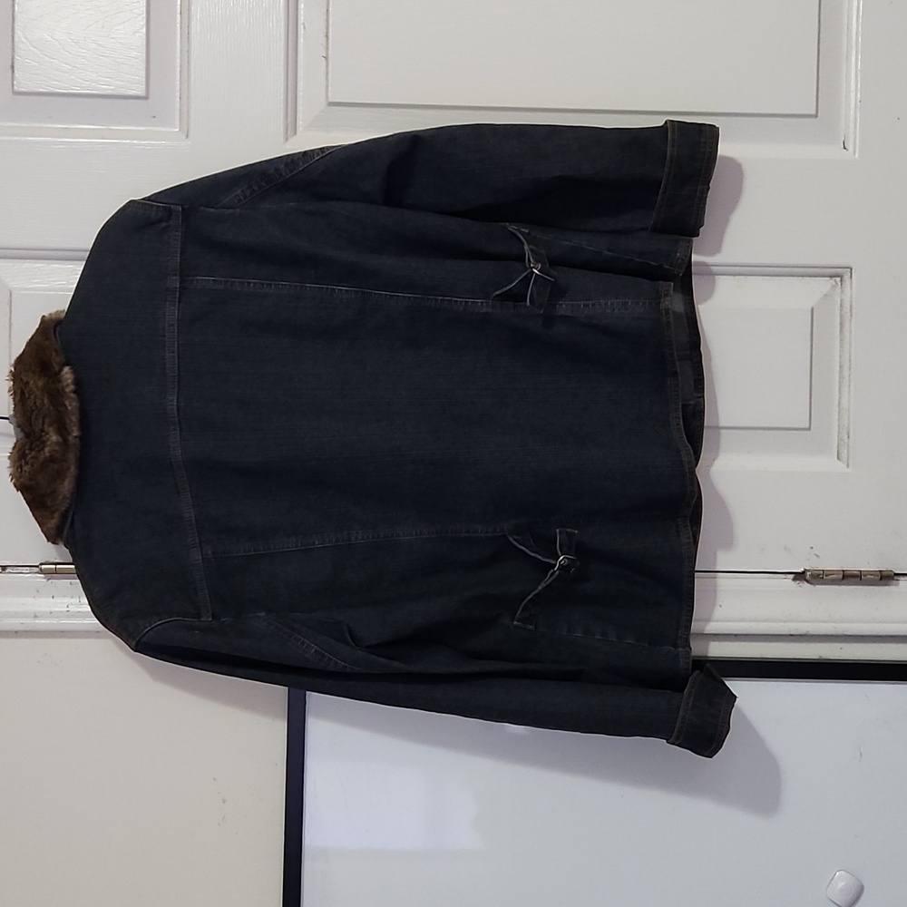 Jones New York Denim Jacket xl w/ fur collar - Picture 4 of 4